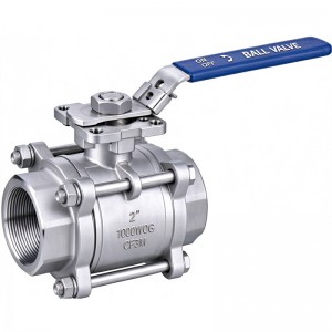 3PC High Platform Cast Steel Soft Seal Ball Valve 1000WOG