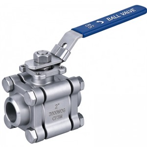 3PC High Platform Cast Steel Soft Seal Ball Valve 2000WOG