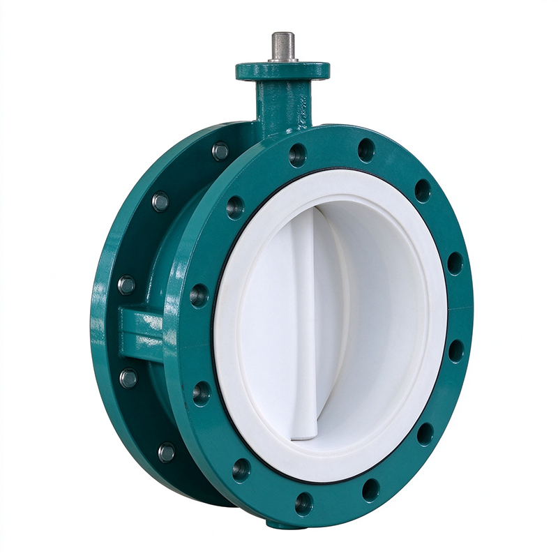 Concentric Fluoroplastic Lined Resilient Seated Flanged End Butterfly Valve